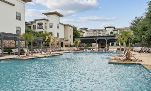 large sparkling blue pool