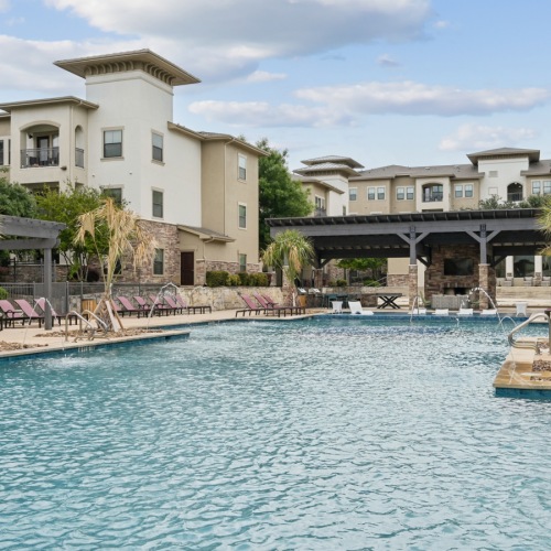 large sparkling blue pool