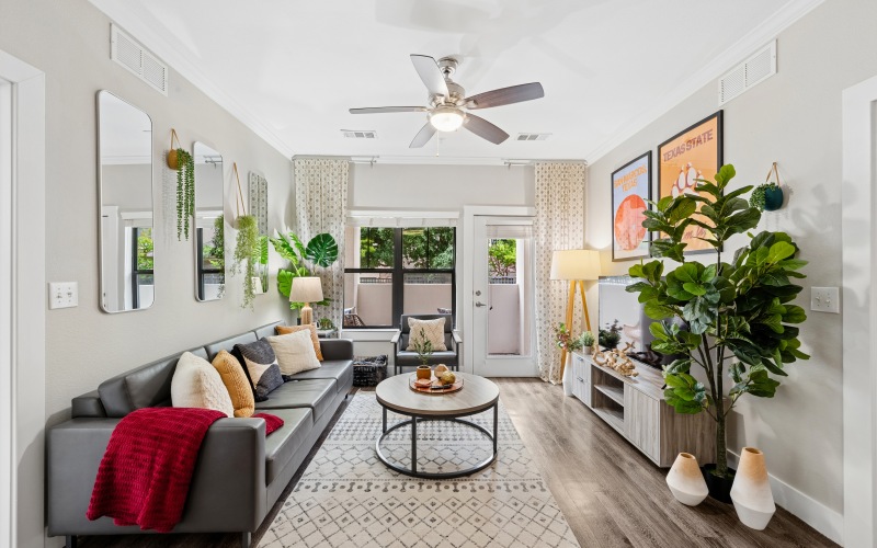 living room with decor and seating
