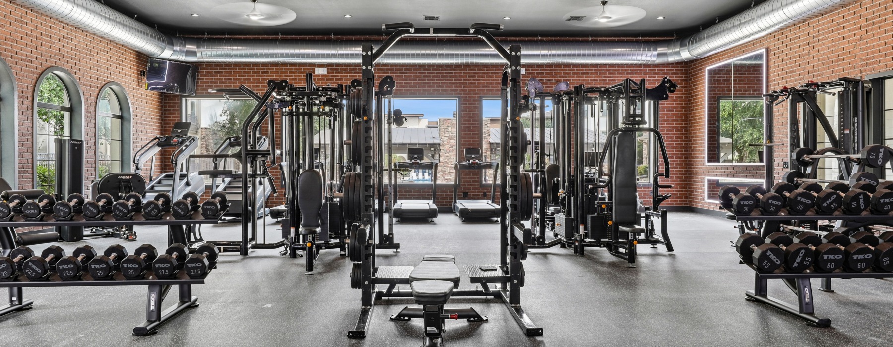 Fitness center with equipment