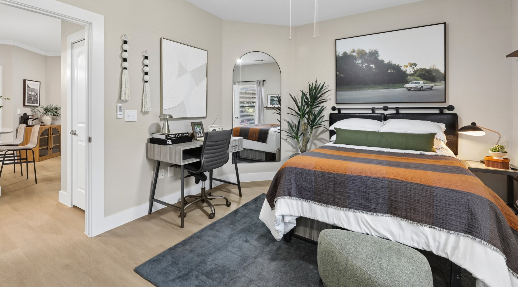 Model apartment bedroom fully furnished and decorated